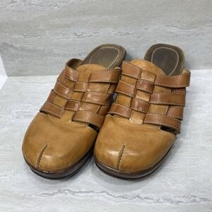 Dr Scholls Brenna Double Air Pillo Woven Leather Mules‎ Clogs 8.5